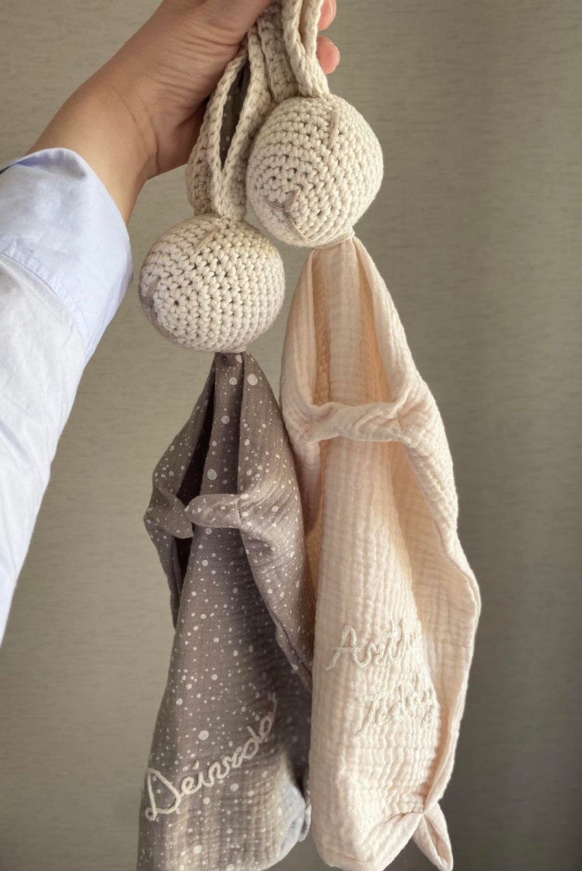 Personalizuotas migdukas kiškis bu bu iš muslino, praktiška ir miela dovana žaislai | migdukai | personalizuotas migdukas kiškis bu bu iš