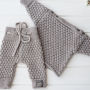 apranga | Komplektukai | rusvas merino vilnos kostiumėlis nuo gim