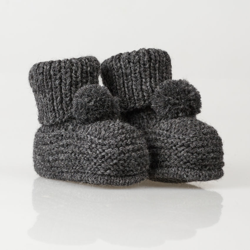 Megzti rankomis merino vilnos tamsiai pilki tapukai kūdikiui avalynė | tapukai | megzti rankomis merino vilnos tamsiai pi