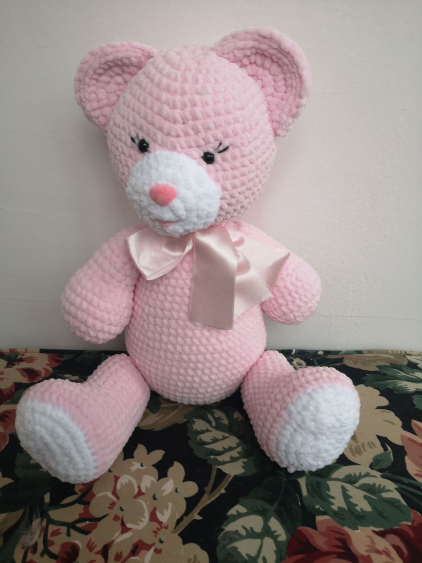 Rožinė meškutė, pliušiniai siūlai, 44 cm., aukščio žaislai | minkšti | rožinė meškutė, pliušiniai siūlai, 44 cm