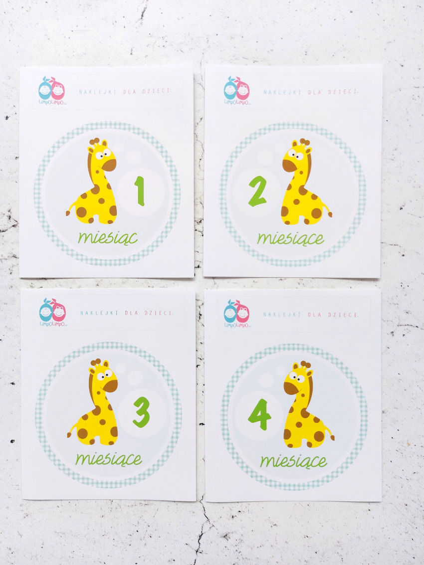 Popieriniai lipdukai kūdikiui "žirafiuko metai" 1-12 mėnesiams dekoracijos | šventėms | popieriniai lipdukai kūdikiui "žirafiuko