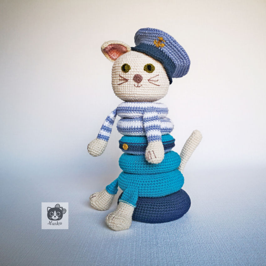 Nerta lavinamoji piramidė „katinėlis jūris“, 23 cm aukščio žaislai | lavinamieji | nerta lavinamoji piramidė „katinėlis jūr