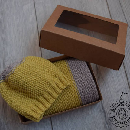 apranga | Kepurės | Megztas dvispalvis merino vilnos komplek