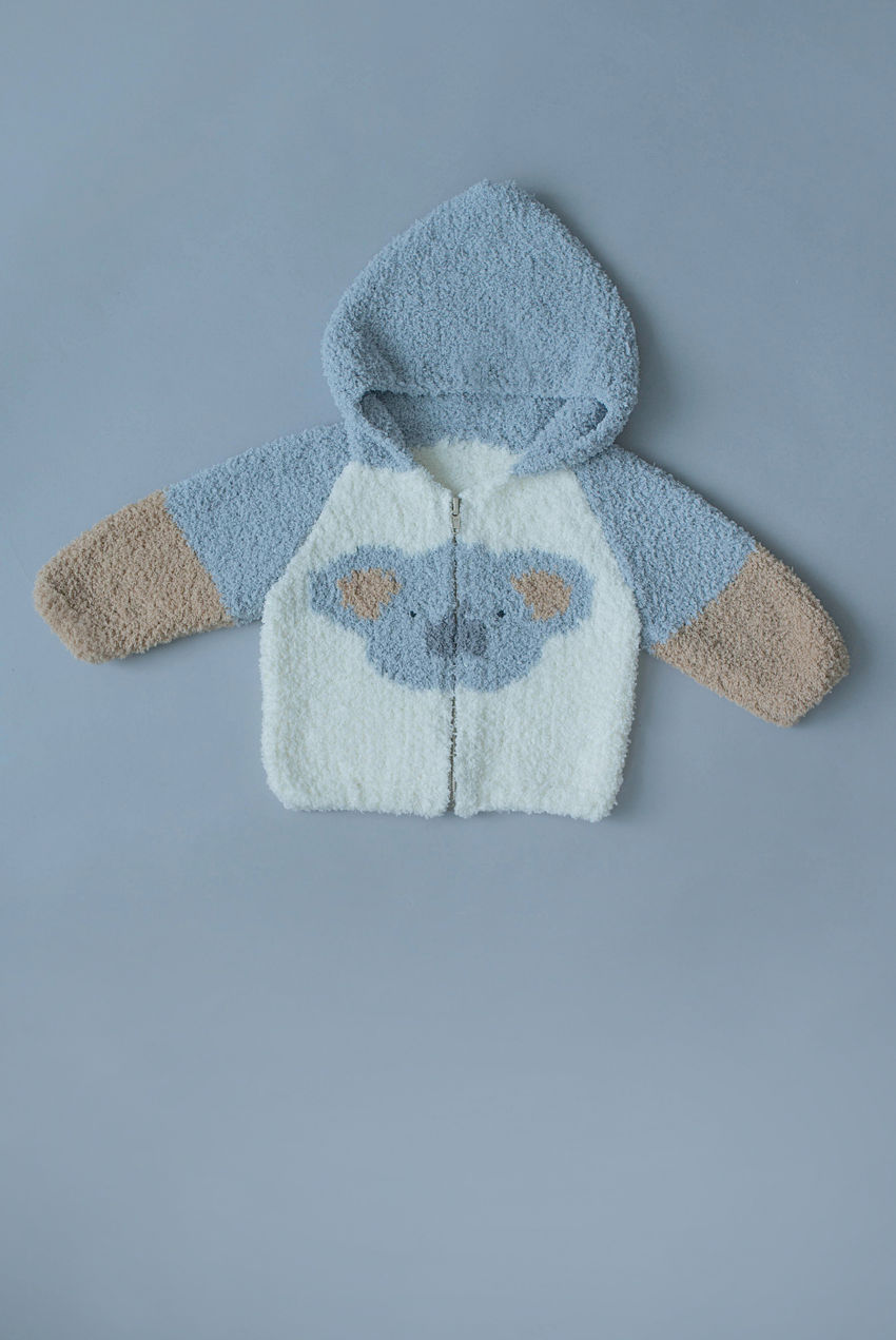 Kailiuko imitacijos megztukas kūdikiui koala su gobtuvu ir užtrauktuku apranga | Megztukai | kailiuko imitacijos megztukas kūdikiui k