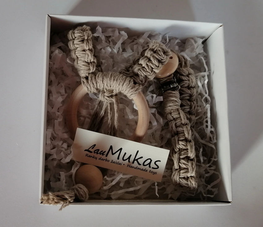 Kramtukas ir čiulptuko laikiklis. natūralus linas. 28cm. spalva natūralaus lino. aksesuarai | čiulptukų laikikliai | kramtukas ir čiulptuko laikiklis. natūra