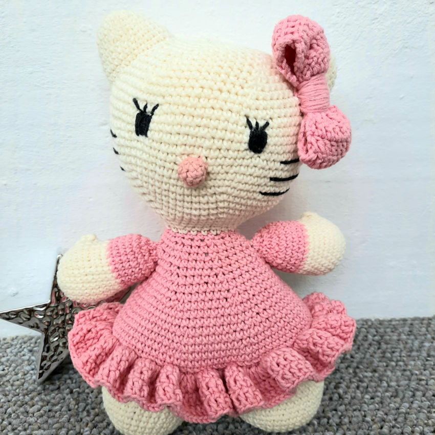 Minkštas žaislas - katytės su rožine suknele 30cm ×18cm ❤ žaislai | minkšti | minkštas žaislas - katytės su rožine suk