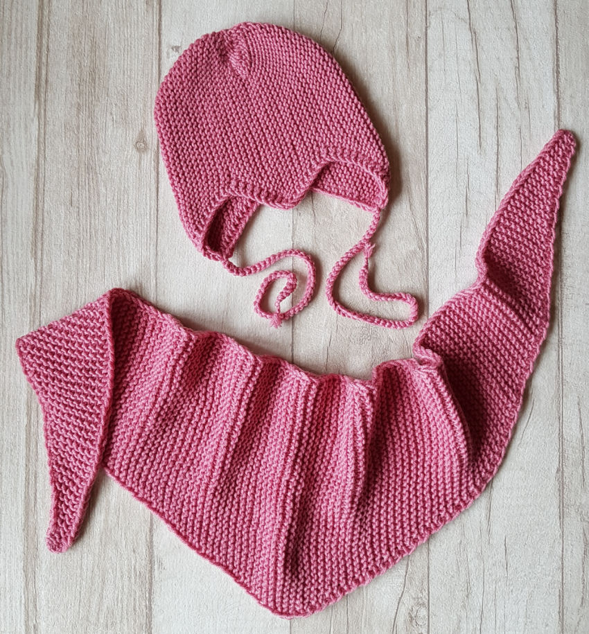 Kepurytės ir šalikėlio komplektas. 100% merino vilna. 0-3 mėn. mažyliui apranga | Kepurės | kepurytės ir šalikėlio komplektas. 100%
