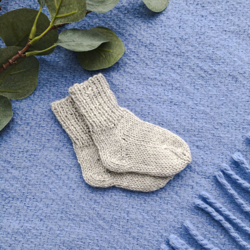 Merino vilnos kojinytės naujagimiui, 8-9 cm,pilkos avalynė | kojinės | merino vilnos kojinytės naujagimiui, 8-9
