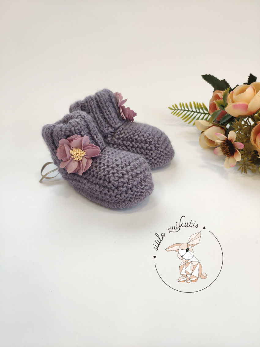 Violetinės spalvos pusvilnės tapukai su gelytemis iki 10 cm pėdutei ( 1-3 mėn) avalynė | tapukai | violetinės spalvos pusvilnės tapukai su
