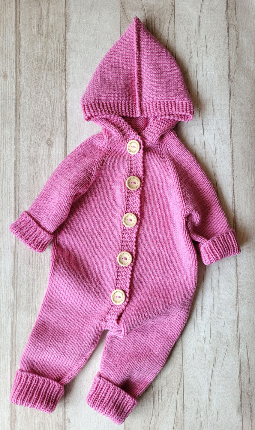 Rankomis megztas 100% merino vilnos kombinezonas. 0-6 mėn. apranga | Megztukai | rankomis megztas 100% merino vilnos komb
