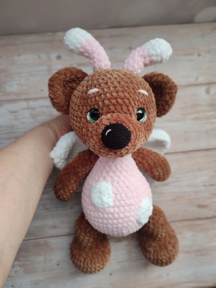 Rankų darbo žaislas - meškutė fėja su sparnais. aukštis sėdint 26 cm. žaislai | minkšti | rankų darbo žaislas - meškutė fėja su sp