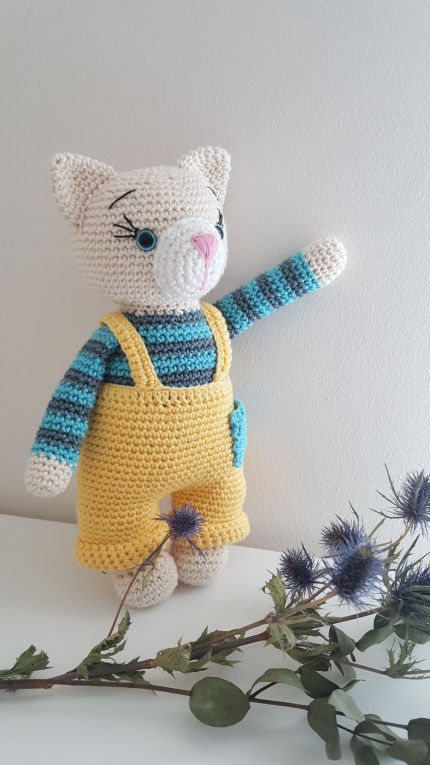 žaislai | minkšti | Nertas žaislas "katinukas timmy", 26 cm 