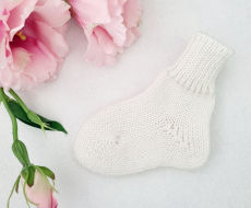 Merino vilnos kojinytės, pirmosios kojinytės kūdikiui, baltos spalvos