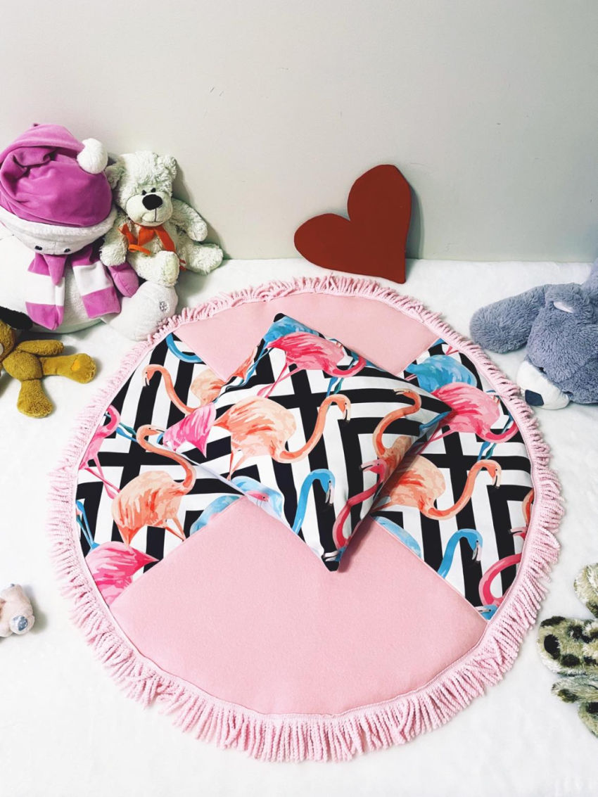 dekoracijos | kilimėliai | žaidimų kilimėlis+pagalvė "flamingai"