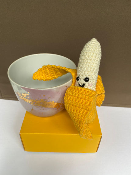 žaislai | minkšti | Megztas bananas-žaislas 13cm
