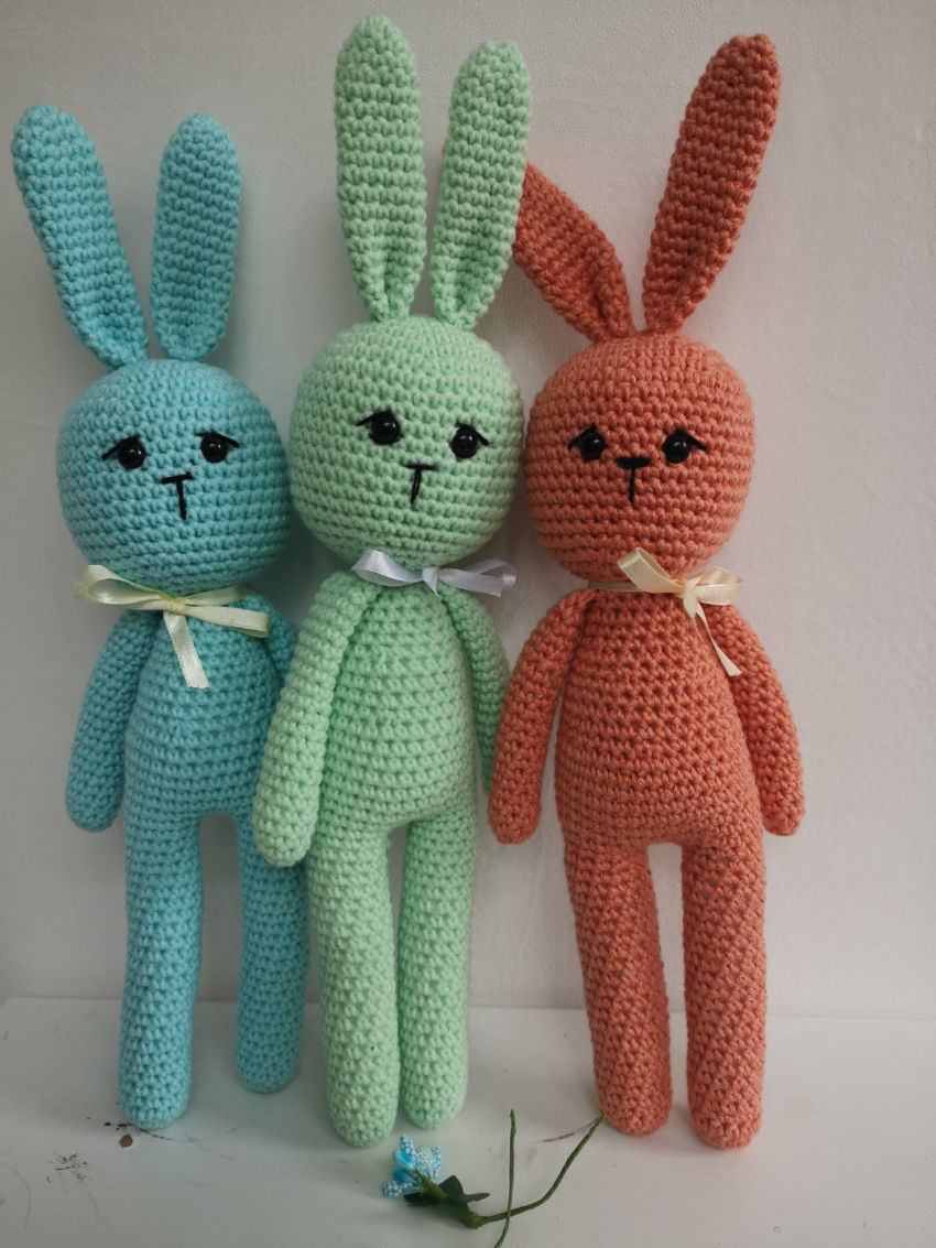 Nerti žaislai, mielas zuikutis, medvilniniai siūlai, 30 cm. žaislai | minkšti | nerti žaislai, mielas zuikutis, medvilni
