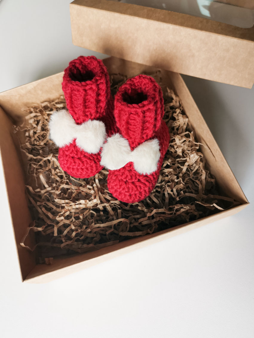Nerti tapukai naujagimiui su kaspinėliu 🎀 0-3men 9cm avalynė | tapukai | nerti tapukai naujagimiui su kaspinėliu