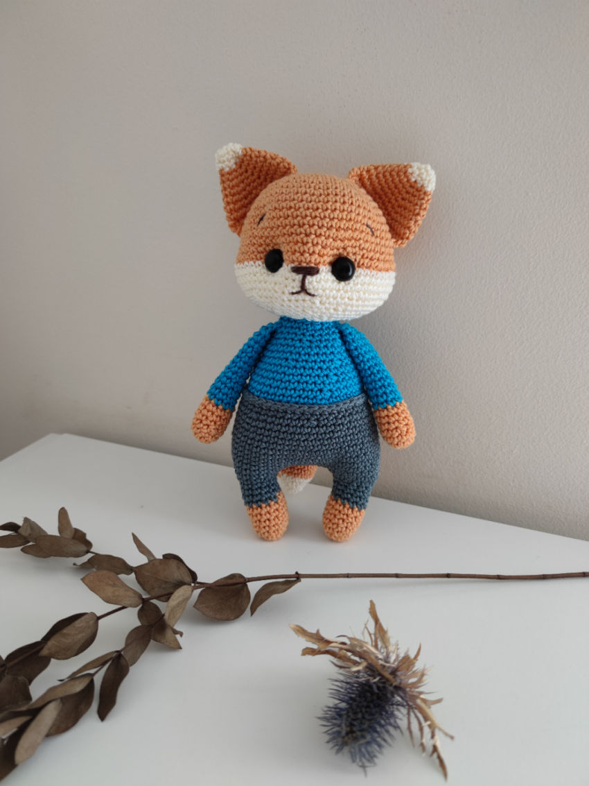 Nertas žaislas lapiukas, 23 cm ilgio žaislai | minkšti | nertas žaislas lapiukas, 23 cm ilgio