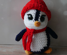Pliušinis žaislas - pingvinas. aukštis 22 cm. mėlynos spalvos