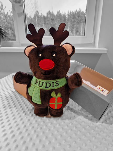 žaislai | minkšti | Siuvinėtas elnias rudis, 25 cm, personal