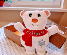 Siuvinėtas lokiukas poliaris❄️, 25 cm. personalizuota dovana dėžutėje🎁