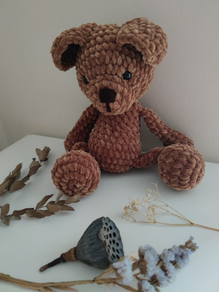žaislai | minkšti | Nertas žaislas šuniukas 34 cm ilgio rudo