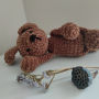 žaislai | minkšti | nertas žaislas šuniukas 34 cm ilgio rudo