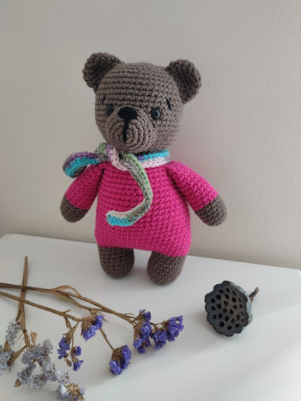 žaislai | minkšti | Nertas žaislas meškiukas 27 cm ilgio su 