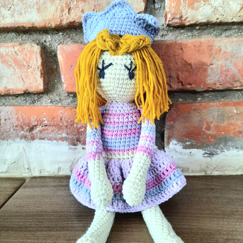 Minkšta lėlė - princesė su karūna 🩷 marga suknele dydis 30cm žaislai | lėlės | minkšta lėlė - princesė su karūna 🩷 mar