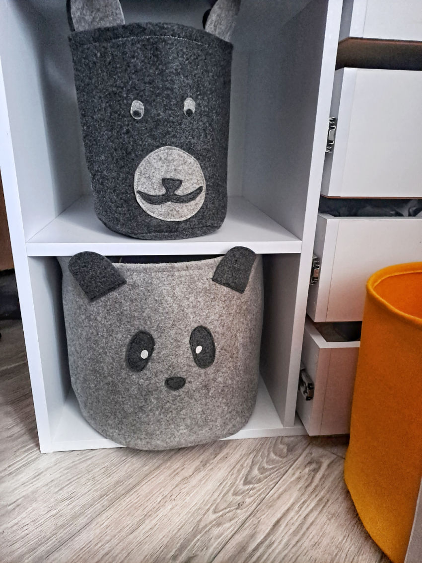 dekoracijos | krepšeliai | žaislų krepšys panda, su dviem rankenėlė