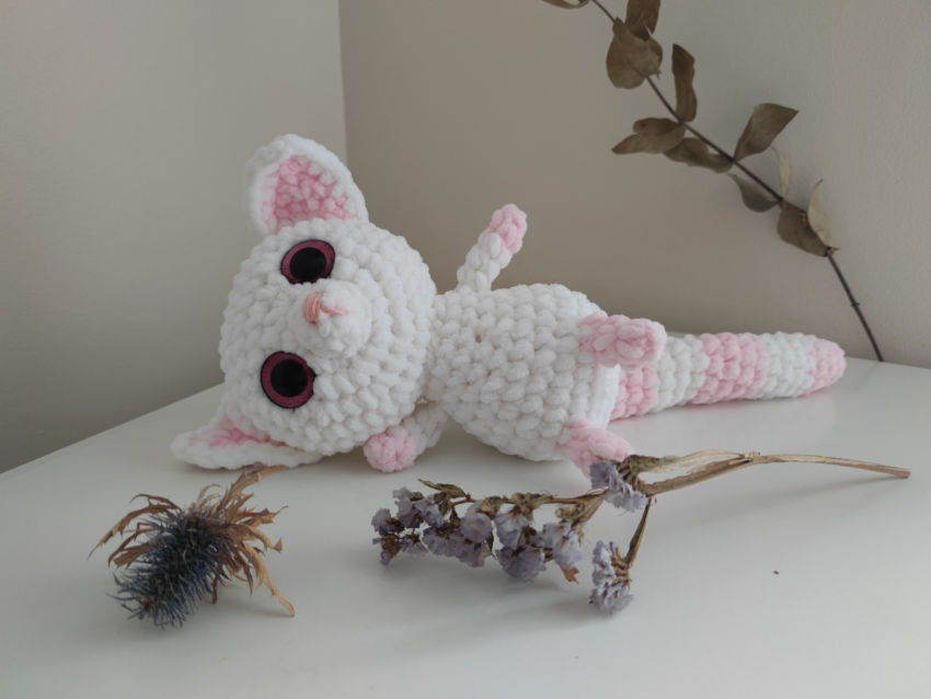 Nertas žaislas "lemūras", 33 cm ilgio žaislai | minkšti | nertas žaislas "lemūras", 33 cm ilgio