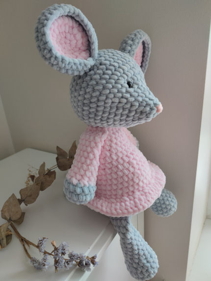 žaislai | minkšti | Nertas žaislas pelytė 44 cm ilgio