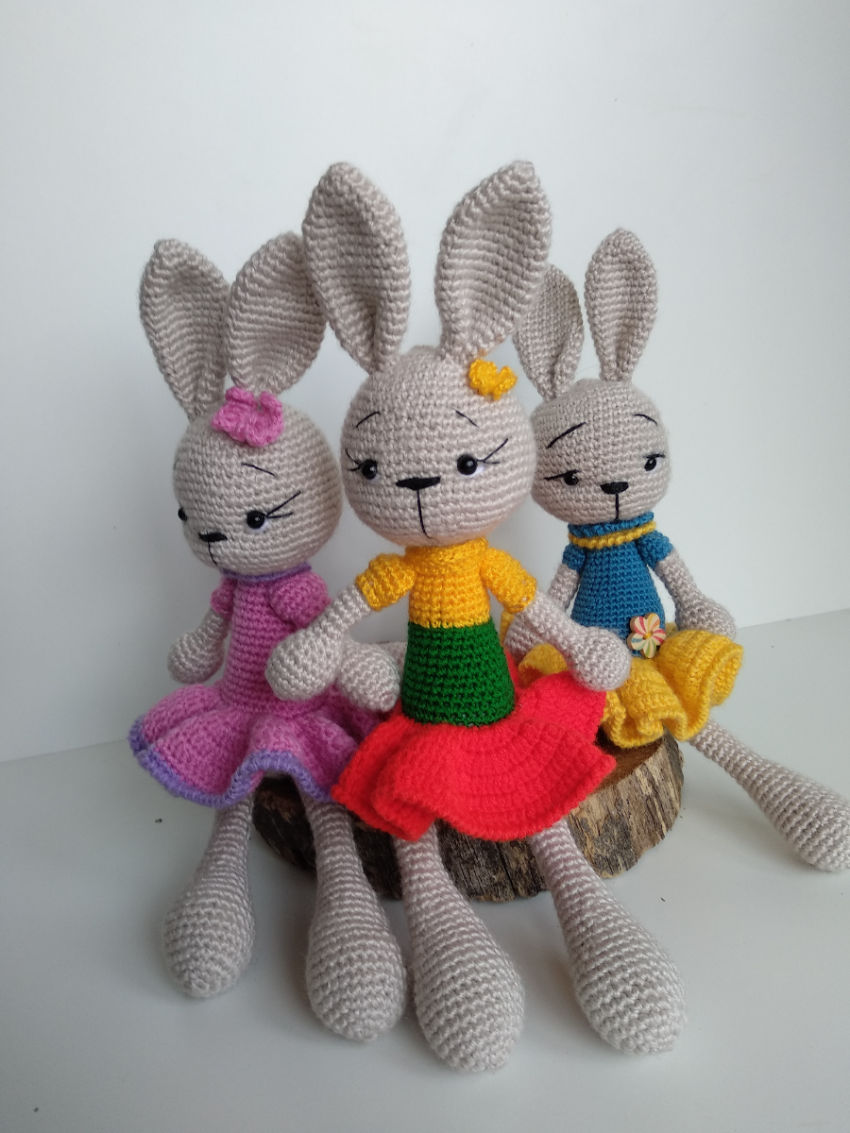 Nertas minkštas žaislas zuikutė rankų darbo ilgis apie 26 cm žaislai | minkšti | nertas minkštas žaislas zuikutė rankų da