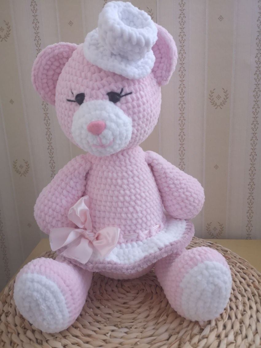 Rožinė meškutė, pliušiniai siūlai, 44 cm., aukščio žaislai | minkšti | rožinė meškutė, pliušiniai siūlai, 44 cm