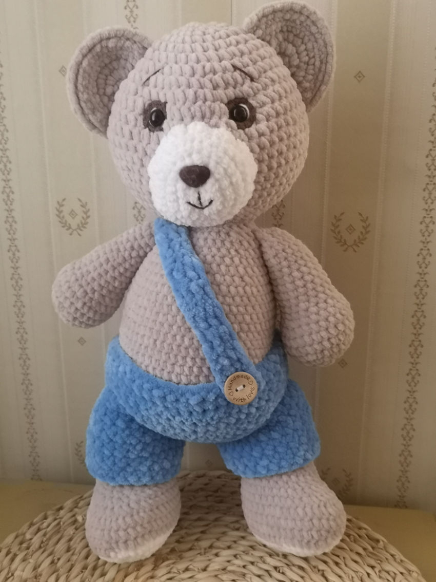 Didelis, pliušinis meškis, pilkos spalvos, 48 cm. žaislai | minkšti | didelis, pliušinis meškis, pilkos spalvo