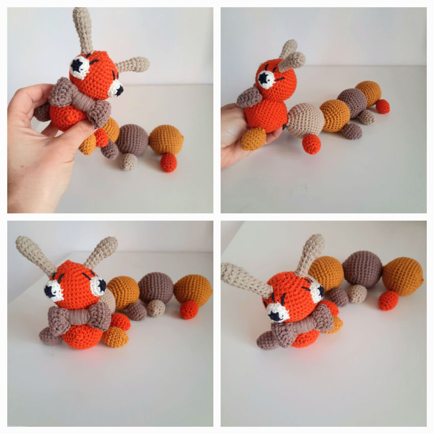 Minkštas žaislas - gudrusis kirmeliukas 30 cm ilgio 🧡 žaislai | minkšti | minkštas žaislas - gudrusis kirmeliukas