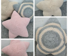 Rankų darbo-mini pagalvėlės dekoracija žvaigždė 💥 24cm rožinėpilkacremo