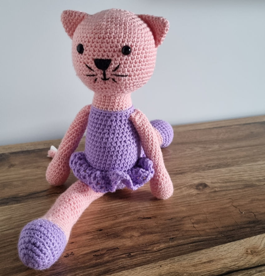 Nertas žaislas katytė balerina žaislai | minkšti | nertas žaislas katytė balerina
