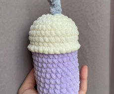 Burbulinė arbata bubble tea boba tea minkštas pliušinis amigurumi 20 cm ilgio