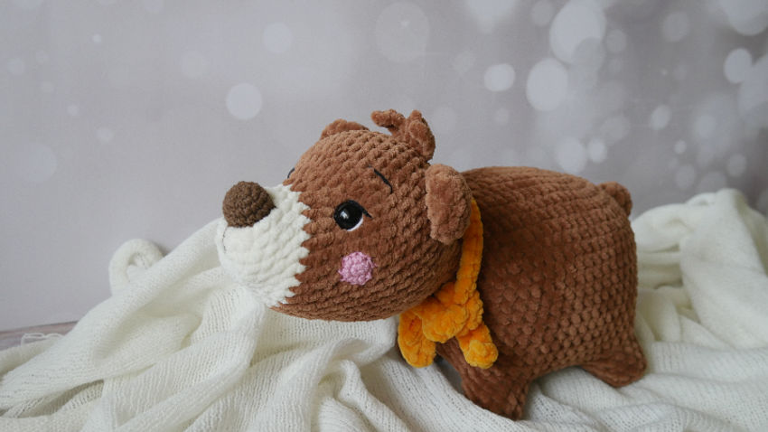 Rankų darbo pliušinis žaislas - meškiukas 15x28 cm spalva ruda žaislai | minkšti | rankų darbo pliušinis žaislas - meškiuka
