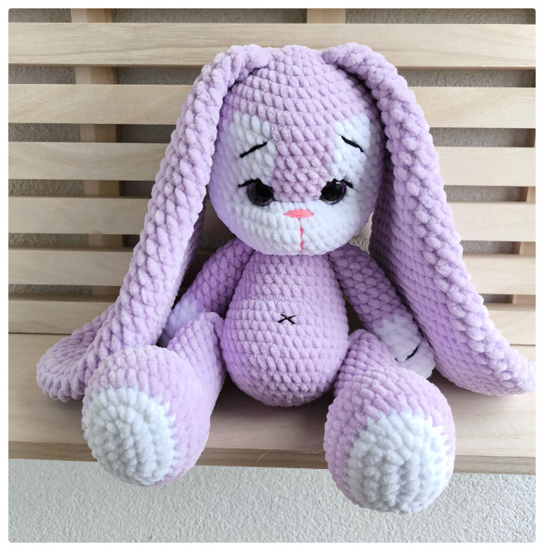 rankų darbo minkštas švelnus zuikutis 28 cm dydžio