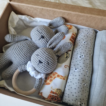 Dovanos | naujagimiams | Komplektukas naujagimiui - zuikutis barš