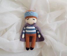 Nertas žaislas amigurumi princas 22 cm dovana kūdikiui vaikui rankų darbo lėlė