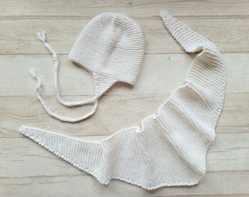 Kepurytės ir šalikėlio komplektas 3-6 mėn mažyliui100 procentų merino vilna
