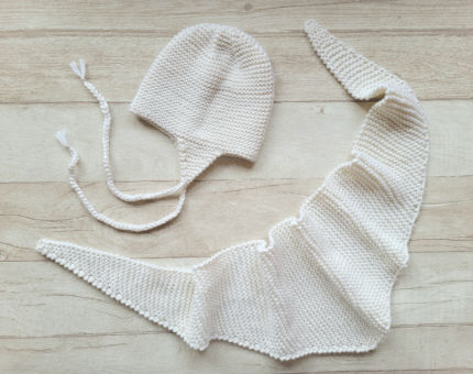 Kepurytės ir šalikėlio komplektas 3-6 mėn mažyliui100 procentų merino vilna apranga | Kepurės | Kepurytės ir šalikėlio komplektas 3-6 mė