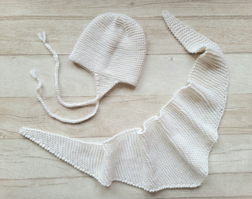 Kepurytės ir šalikėlio komplektas 3-6 mėn mažyliui100 procentų merino vilna apranga | Kepurės | kepurytės ir šalikėlio komplektas 3-6 mė