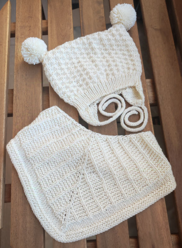 Merino vilnos komplektas kūdikiui - kepurė ir kaklaskarė tinka 3-6 mėn kūdikiui