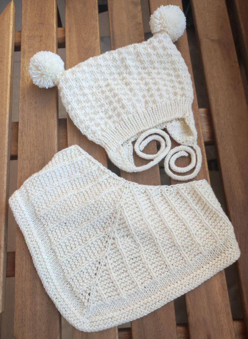 Merino vilnos komplektas kūdikiui - kepurė ir kaklaskarė tinka 3-6 mėn kūdikiui apranga | Komplektukai | merino vilnos komplektas kūdikiui - kepu