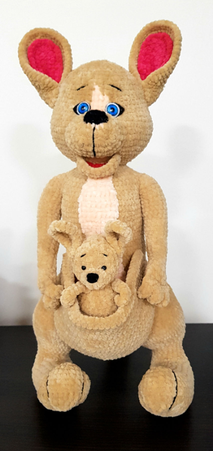 žaislai | minkšti | 47 cm dydžio kengūra su mažyliu
