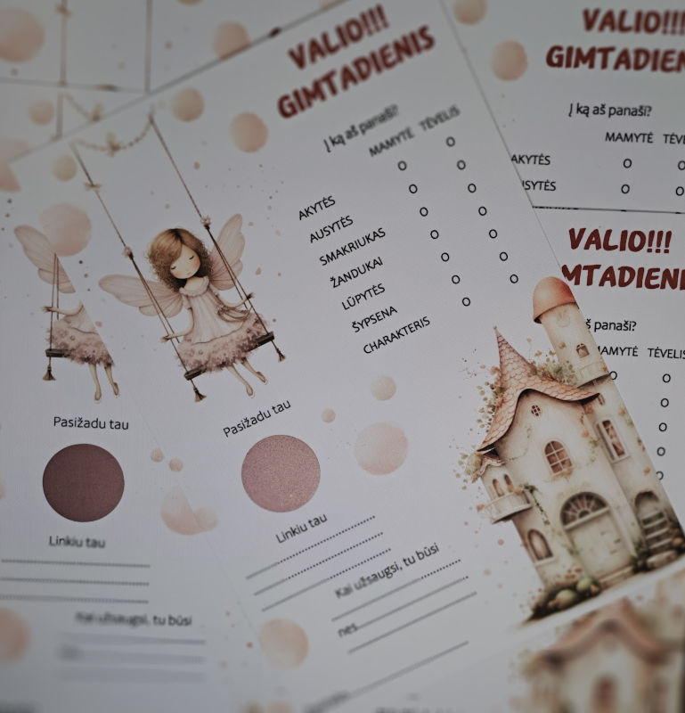 Žaidimo kortelė mergaitės gimtadieniui „slaptas pažadas“